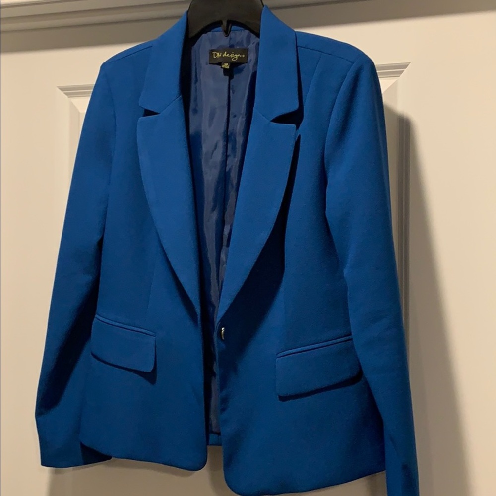 DX designs dark teal blazer with stretch 10